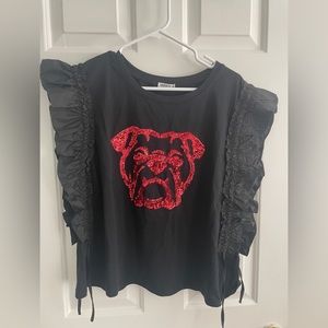 UGA gameday shirt with red uga from boutique